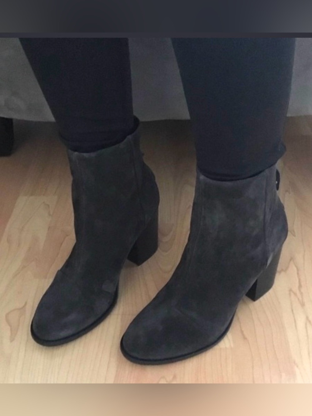 [rag & bone] Ashby Ankle Block Heel Booties Suede Asphalt Women’s EU 39.5/US 9.5